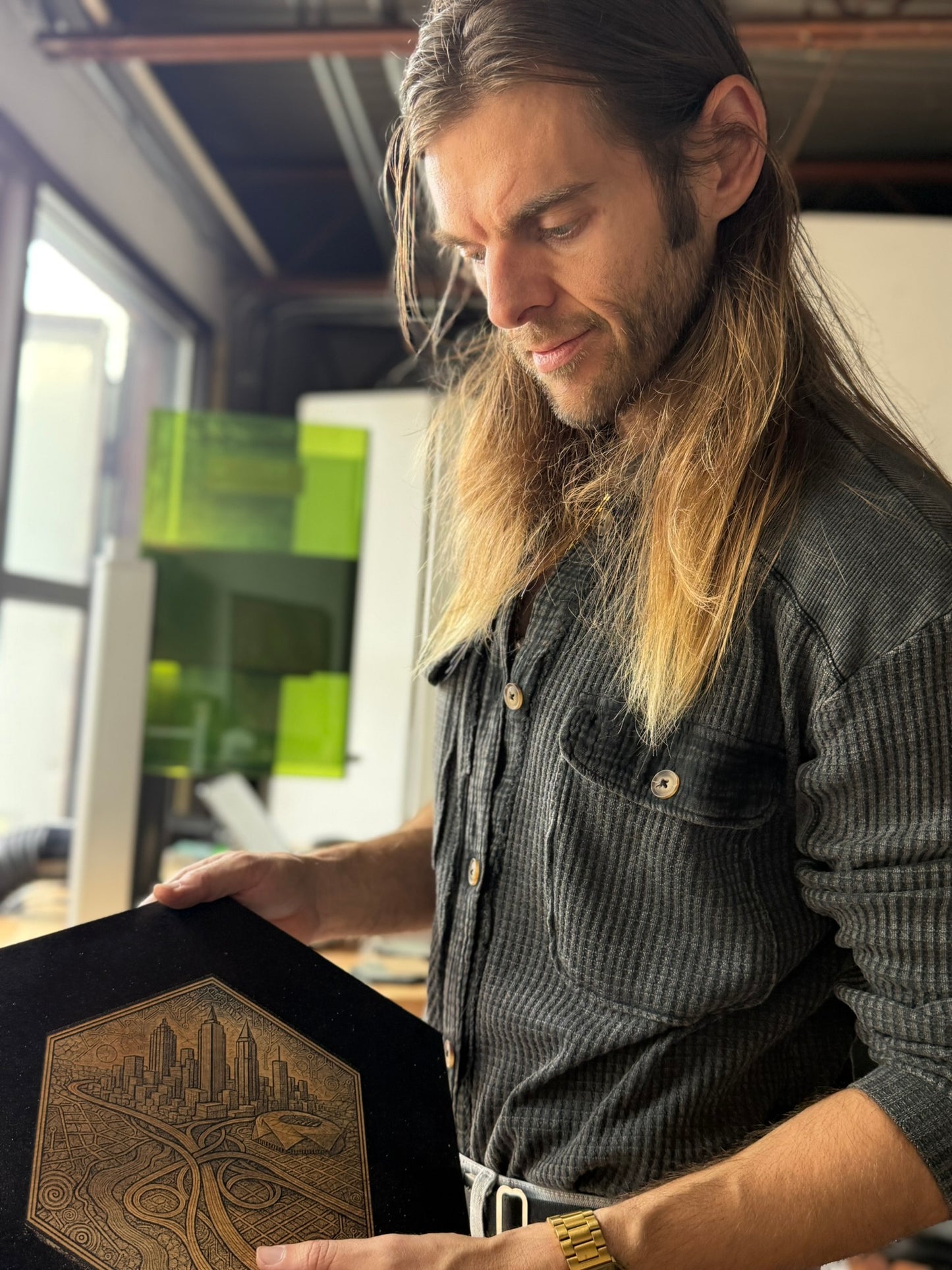 Jeremy Morton Hexagon — 11″ Signature Painted Wood-Burn Female (Limited Original)