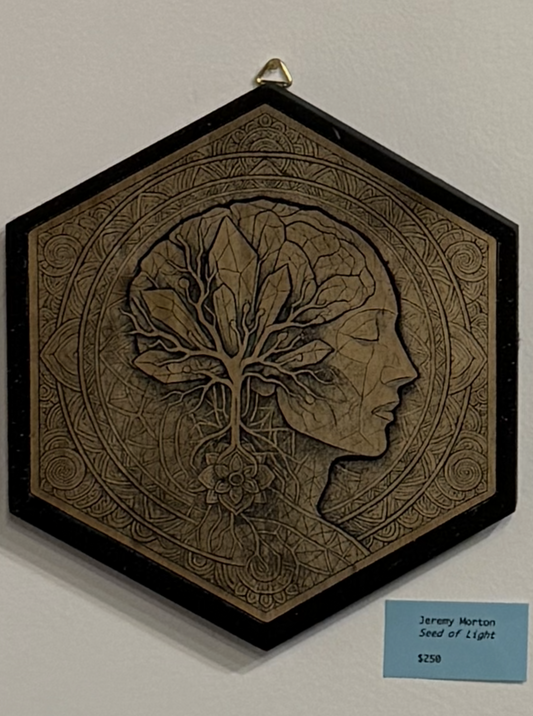 Jeremy Morton Hexagon — 11″ Signature Painted Wood-Burn Female (Limited Original)