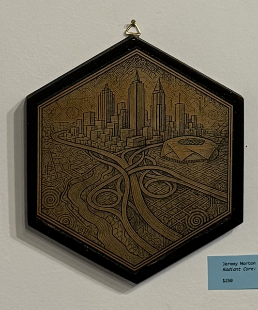 Jeremy Morton Hexagon — 11″ Signature Painted Wood-Burn Atlanta (Limited Original)