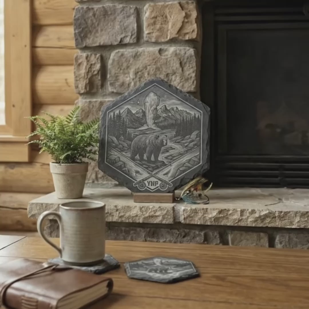 Load video: Yellowstone Hearth Slate Wood Collection